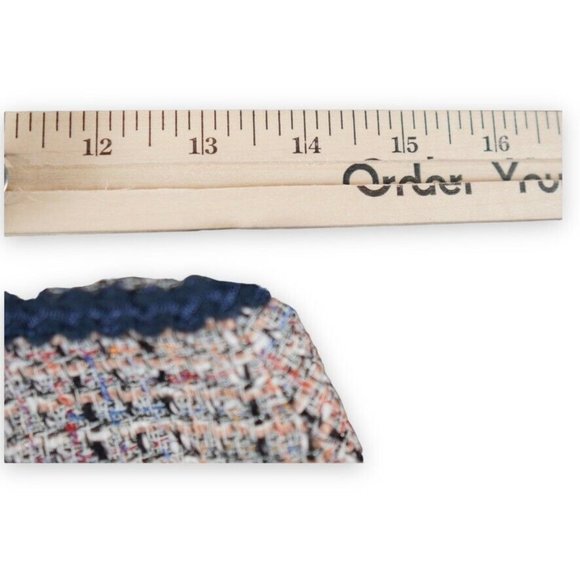 Loft Petite Tweed‎ Pocket Shift Skirt Size 0P White Blue Stylish Modern Mosiac - Picture 3 of 14